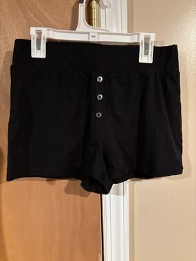 Forever 21 Black High-Waist Button-Front Bike Shorts